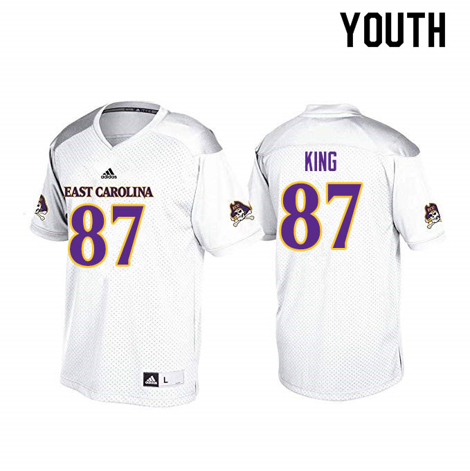 Youth #87 Kerry King ECU Pirates College Football Jerseys Sale-White
